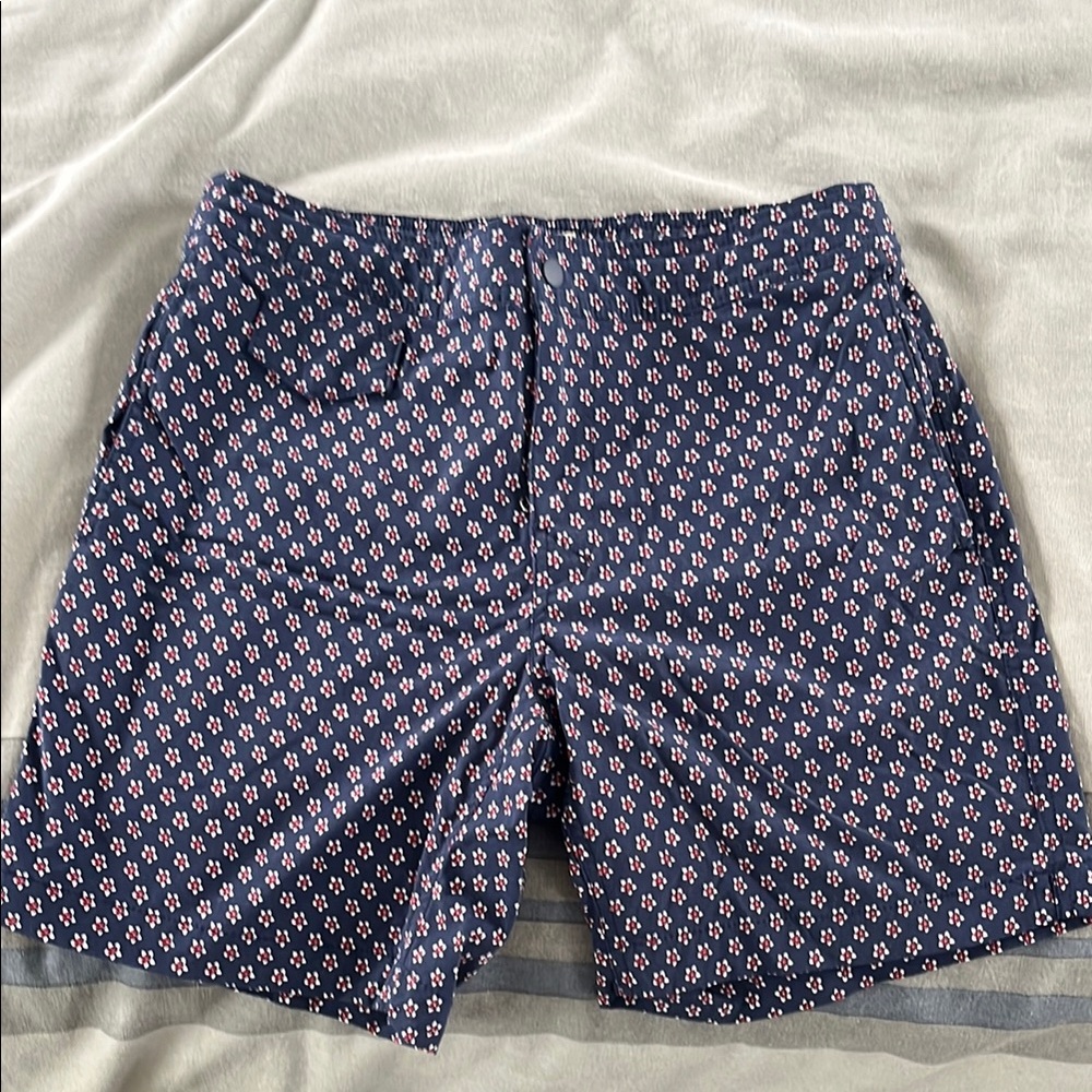 J. Crew Navy Floral Patterned 29” W Bathing Suit